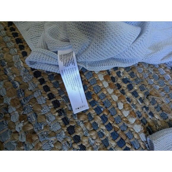 Eileen Fisher Pastel Blue Mesh L/S Top Large Sheer Fisherman - Picture 6 of 7